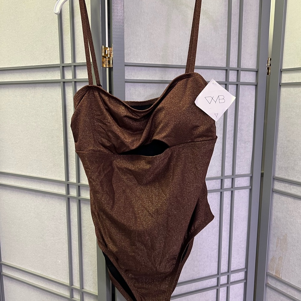 DVF Brown Shimmer One-Piece Swimsuit